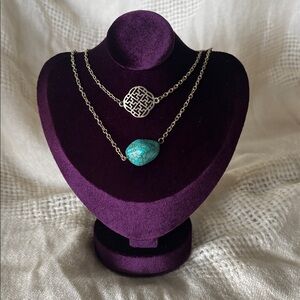 Premier Designs Gold Tone Turquoise Statement Necklace Boho Southwestern Jewelry